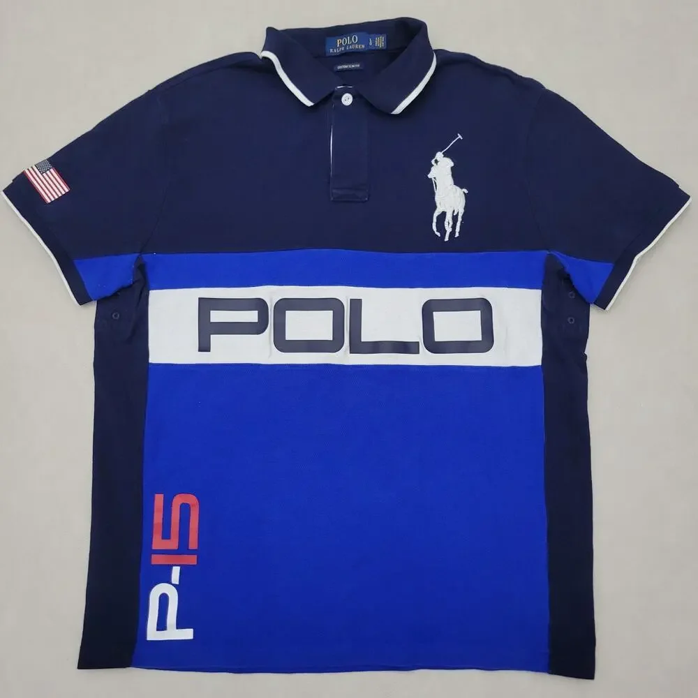 Polo Ralph Lauren Shirt Polo Big Pony P-15 Golf Tennis Custom Slim Fit Mens Lg
